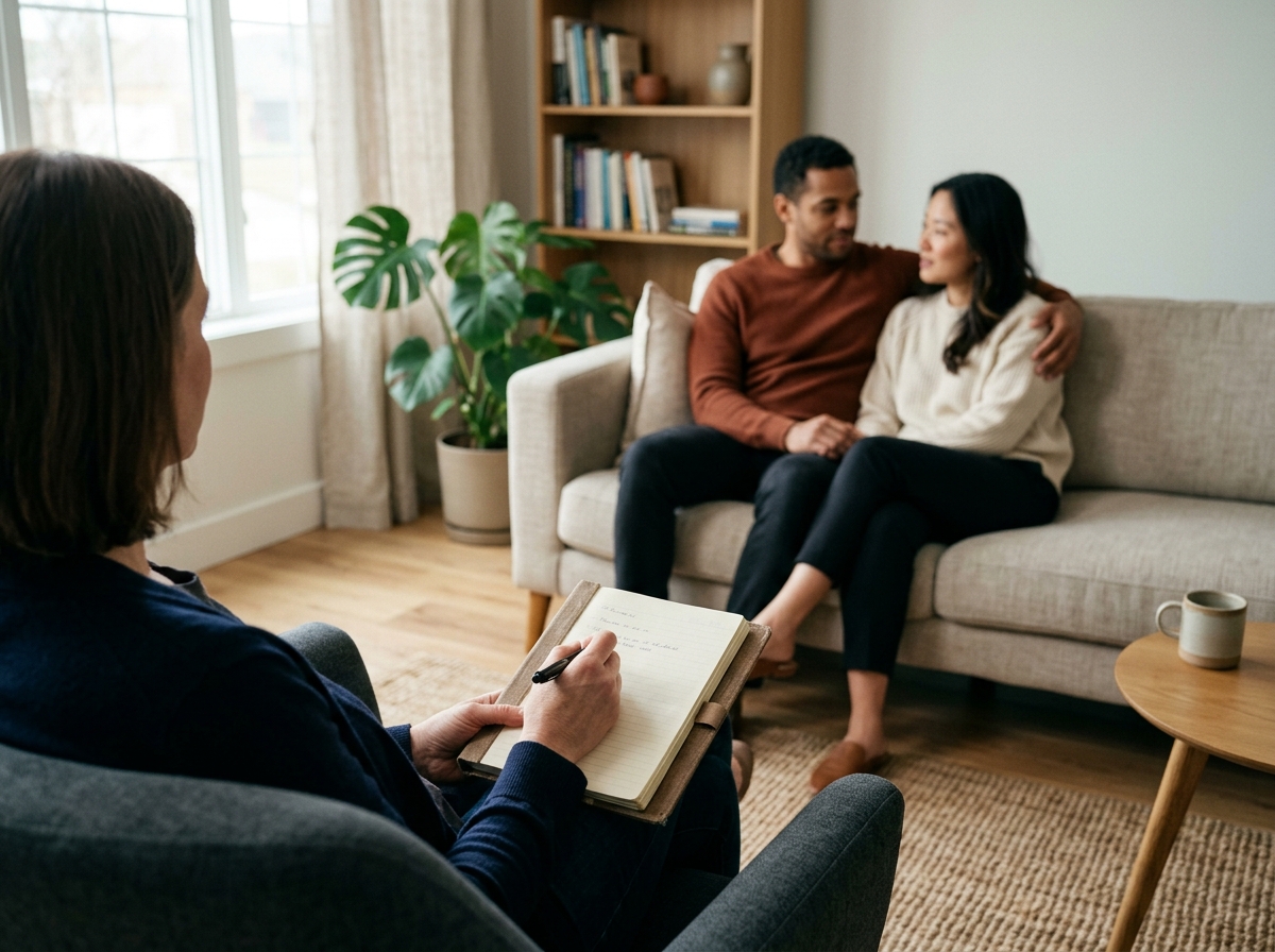 A therapist in session with a couple