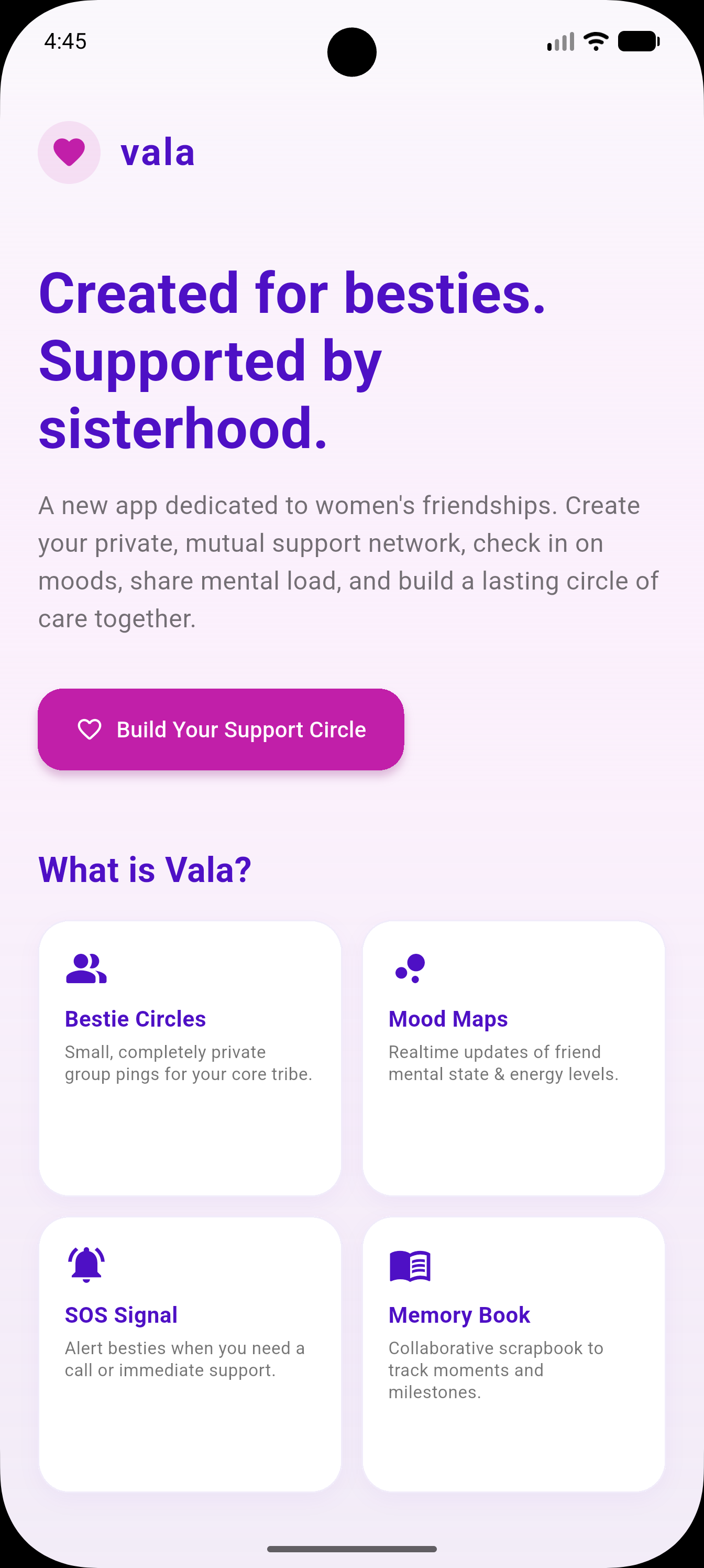 Vala Somatic friendship circles interface